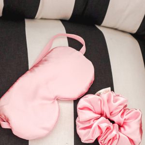 Pink Satin Eye Mask & Scrunchie Set